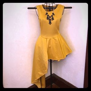 Mustard long asymmetrical blouse